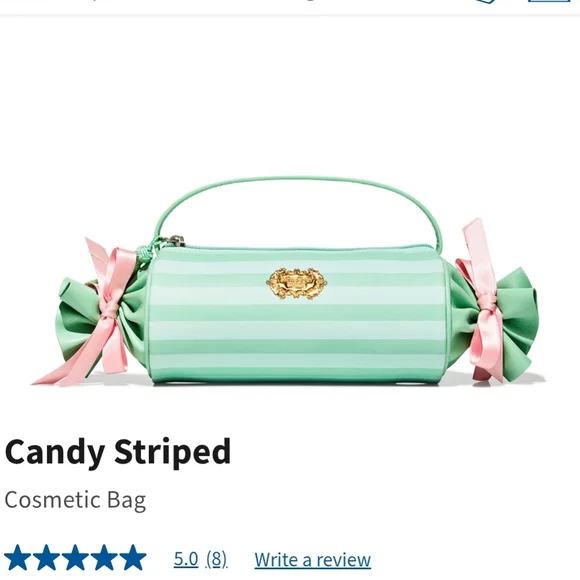BATH & BODY WORKS Mint Green Striped Candy Cosmetic Bag - Picture 1 of 4